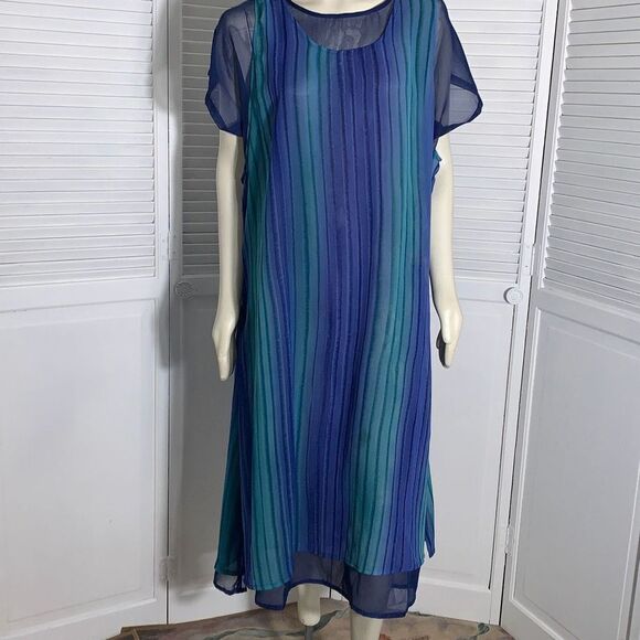 NWT Indian Tropical Fashions Sheer Chiffon Layered Kaftan Size XL - Picture 4 of 12